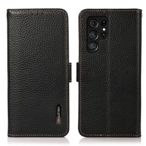 KHAZNEH Skórzane Etui Pokrowiec FRID do Samsung Galaxy S24 Ultra 5G czarne