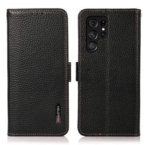 KHAZNEH Skórzane Etui Pokrowiec FRID do Samsung Galaxy S24 Ultra 5G czarne