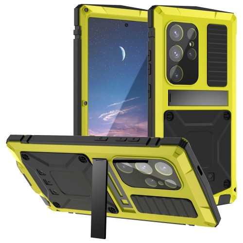 R-JUST Mocne Pancerne Etui Antywstrząsowe do Samsung Galaxy S24 Ultra 5G żółte