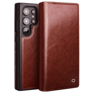 QIALINO Eleganckie Skórzane Etui do Samsung Galaxy S24 Ultra 5G brązowe