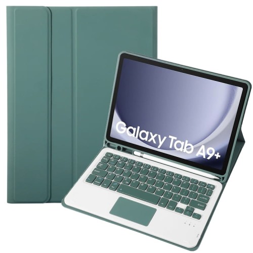 Zielone Etui Bezprzewodowa Klawiatura z TouchPad do Samsung Galaxy Tab A9+
