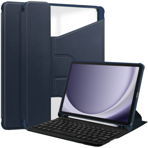 Granatowe Obrotowe Etui Bezprzewodowa Klawiatura do Samsung Galaxy Tab A9+