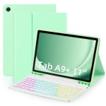 Zielone Etui Podświetlana Klawiatura do Samsung Galaxy Tab A9 Plus