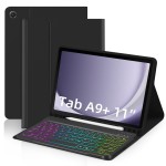 Czarne Etui Podświetlana Klawiatura do Samsung Galaxy Tab A9 Plus