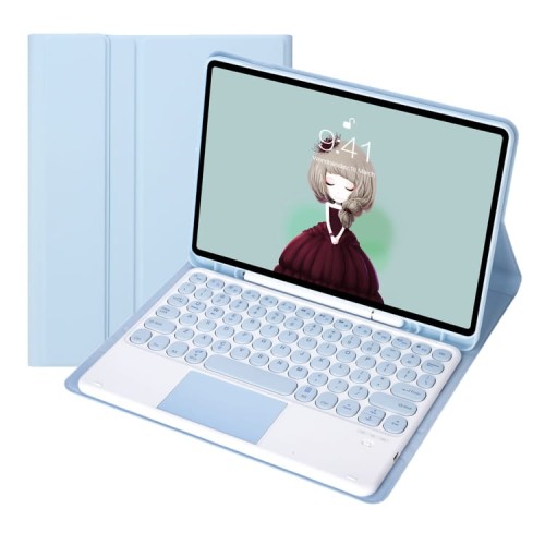 Niebieskie Etui Pokrowiec Klawiatura TouchPad do Samsung Galaxy Tab S9 FE