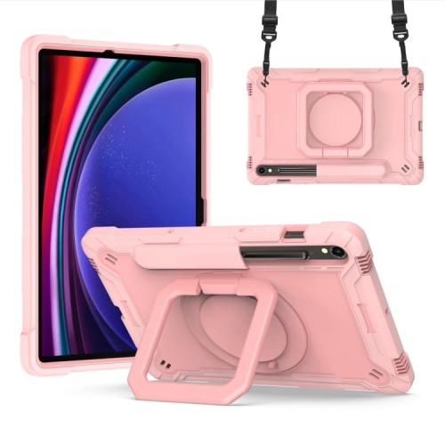 Pancerne Etui z Uchwytem i Paskiem do Samsung Galaxy Tab S9 FE różowe