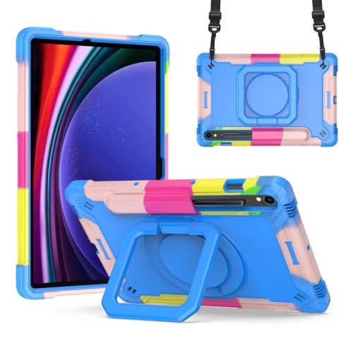 Pancerne Etui z Uchwytem i Paskiem do Samsung Galaxy Tab S9 FE niebieskie