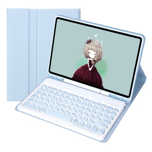 Niebieskie Etui Pokrowiec Klawiatura do Samsung Galaxy Tab S9 FE