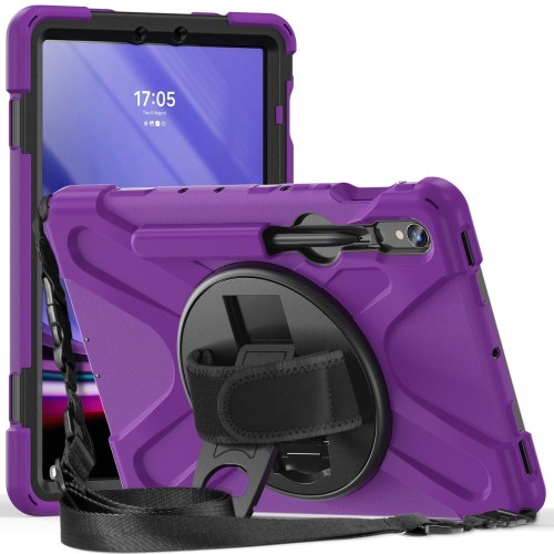 Shockproof Pancerne Etui z Paskiem do Samsung Galaxy Tab S9 FE fioletowe
