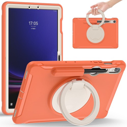 Shockproof Pancerne Etui z Paskiem do Samsung Galaxy Tab S9 FE pomarańczowe