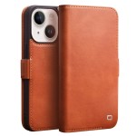 QIALINO Eleganckie Skórzane Etui do iPhone 14 Plus brązowe jasne