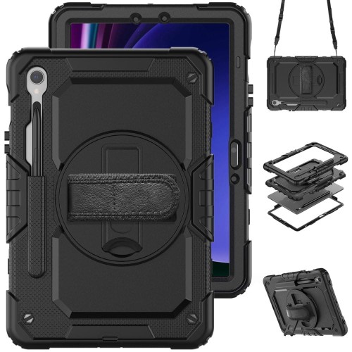 Shockproof Pancerne Etui z Paskiem do Samsung Galaxy Tab S9 FE czarne