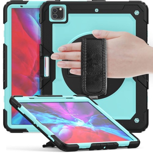 Miętowe Pancerne Etui z Uchwytem i Paskiem do iPad Air 13 2024