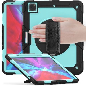 Miętowe Pancerne Etui z Uchwytem i Paskiem do iPad Pro 13 2024
