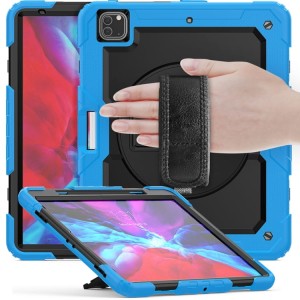 Niebieskie Pancerne Etui z Uchwytem i Paskiem do iPad Pro 13 2024