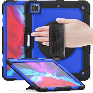 Granatowe Pancerne Etui z Uchwytem i Paskiem do iPad Pro 13 2024