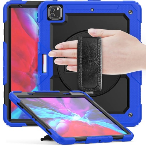 Granatowe Pancerne Etui z Uchwytem i Paskiem do iPad Pro 13 2024