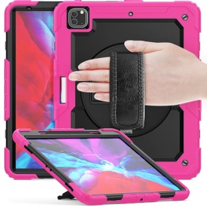 Różowe Pancerne Etui z Uchwytem i Paskiem do iPad Pro 13 2024