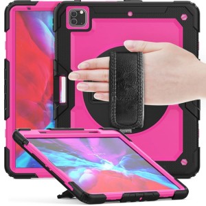 Różowe Pancerne Etui z Uchwytem i Paskiem do iPad Pro 13 2024