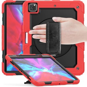Czerwone Pancerne Etui z Uchwytem i Paskiem do iPad Pro 13 2024