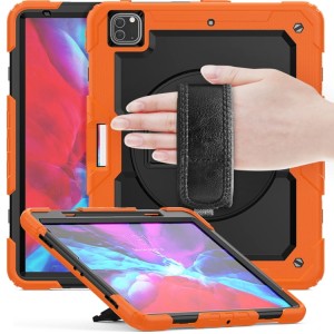 Pomarańczowe Pancerne Etui z Uchwytem i Paskiem do iPad Pro 13 2024