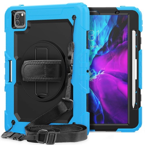 Pancerne Etui z Uchwytem i Paskiem do iPad Pro 11 2022/2021/2020 niebieskie