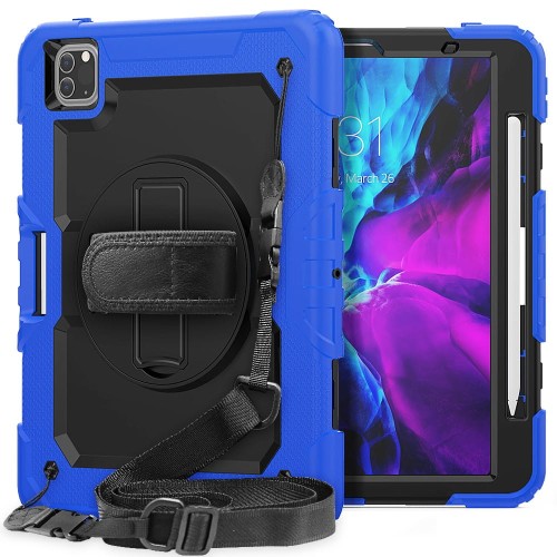 Pancerne Etui z Uchwytem i Paskiem do iPad Pro 11 2022/2021/2020 niebieskie