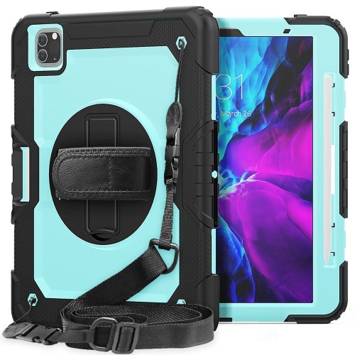 Pancerne Etui z Uchwytem i Paskiem do iPad Pro 11 2022/2021/2020 niebieskie