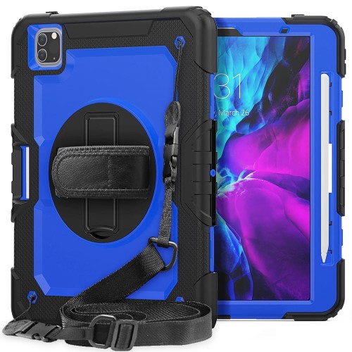 Pancerne Etui z Uchwytem i Paskiem do iPad Pro 11 2022/2021/2020 granatowe