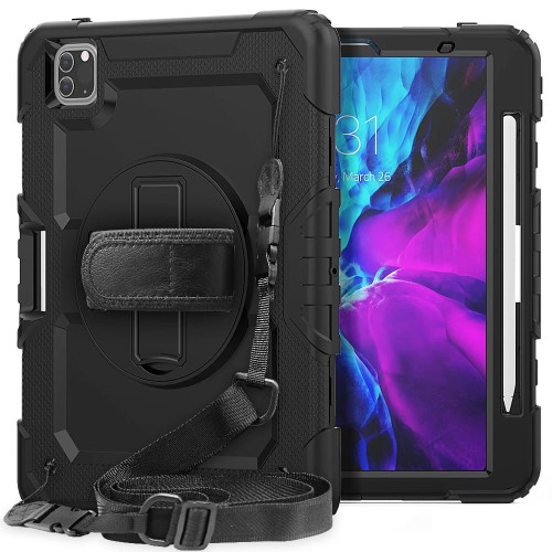Pancerne Etui z Uchwytem i Paskiem do iPad Pro 11 2022/2021/2020 czarne