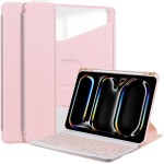 Różowe Obrotowe Etui Bezprzewodowa Klawiatura do iPad Pro 13 2024