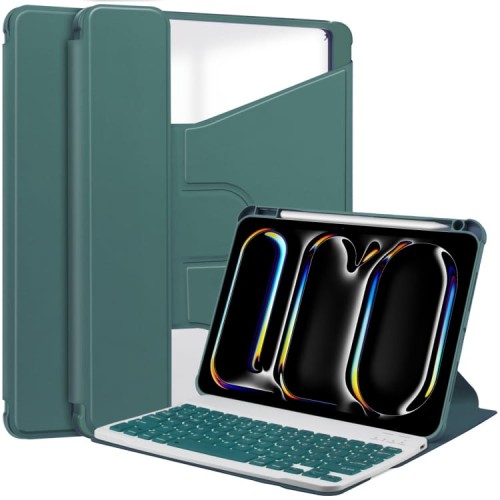 Zielone Obrotowe Etui Bezprzewodowa Klawiatura do iPad Pro 13 2024