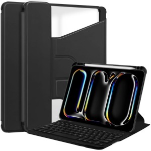 Czarne Obrotowe Etui Bezprzewodowa Klawiatura do iPad Pro 13 2024