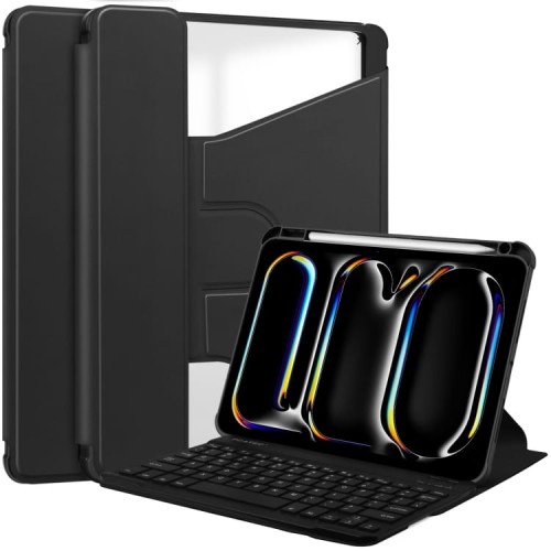 Czarne Obrotowe Etui Bezprzewodowa Klawiatura do iPad Pro 13 2024