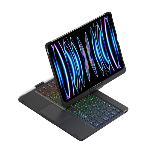 Podświetlana Obrotowa Klawiatura TouchPad do iPad Pro 11 2024 czarna