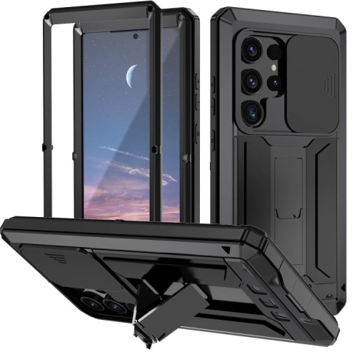R-JUST Pancerne Etui Antywstrząsowe do Samsung Galaxy S24 Ultra 5G czarne