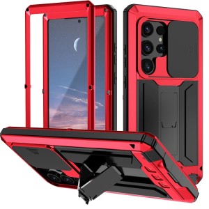 R-JUST Pancerne Etui Antywstrząsowe do Samsung Galaxy S24 Ultra 5G czerwone