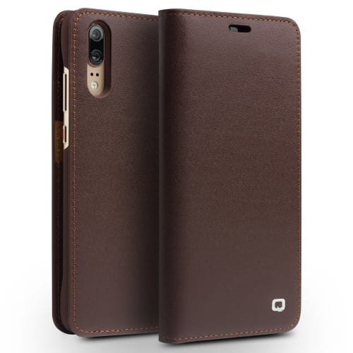 Qialino-skorzane-etui-Huawei-P20-brązowe