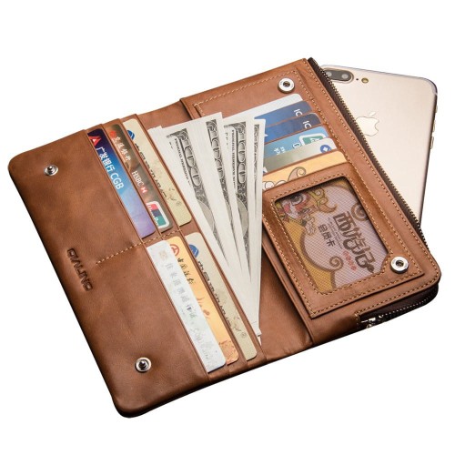 Etui SkórzanyPortfel QIALINO do iPhone Samsung Huawei Brazowy