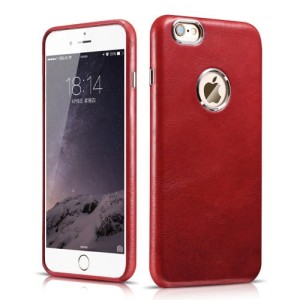 iCARER Etui Skórzany Futerał iPhone 6 6S czerwony