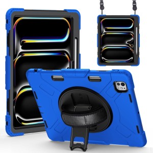 Niebieskie Pancerne Etui z Uchwytem i Paskiem do iPad Pro 13 2024