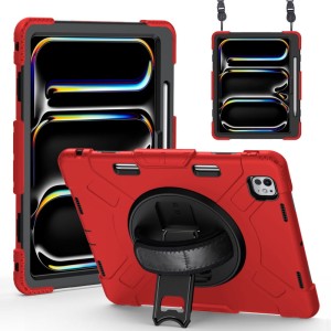 Czerwone Pancerne Etui z Uchwytem i Paskiem do iPad Pro 13 2024
