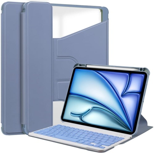 Lawendowe Obrotowe Etui Bezprzewodowa Klawiatura do iPad Air 13 2024