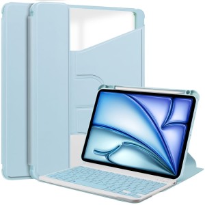 Niebieskie Obrotowe Etui Bezprzewodowa Klawiatura do iPad Air 13 2024