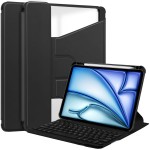 Czarne Obrotowe Etui Bezprzewodowa Klawiatura do iPad Air 13 2024
