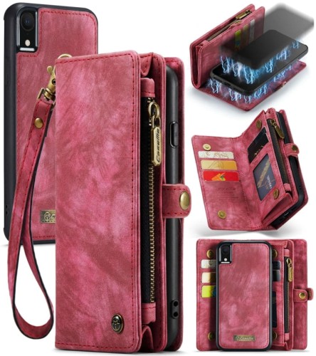 CASEME Etui Portfel Vintage do iPhone XR 6.1 - czerwone