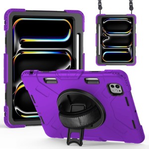 Fioletowe Pancerne Etui z Uchwytem i Paskiem do iPad Pro 11 2024