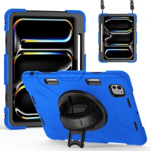 Niebieskie Pancerne Etui z Uchwytem i Paskiem do iPad Pro 11 2024