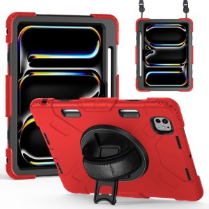 Czerwone Pancerne Etui z Uchwytem i Paskiem do iPad Pro 11 2024