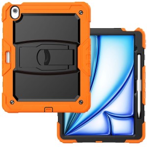 Pomarańczowe Pancerne Etui z Podstawką i Paskiem do iPad Air 13 2024